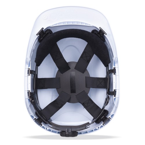 2088CTVBL Mod. “THOR (Ventilado)”. Casco de protección para la industria ventilado en color blanco, cierre ruleta,  arnés textil  6 puntos.